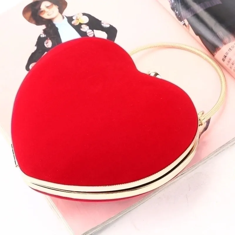 Red Solid Color Heart-shaped Evening Bags