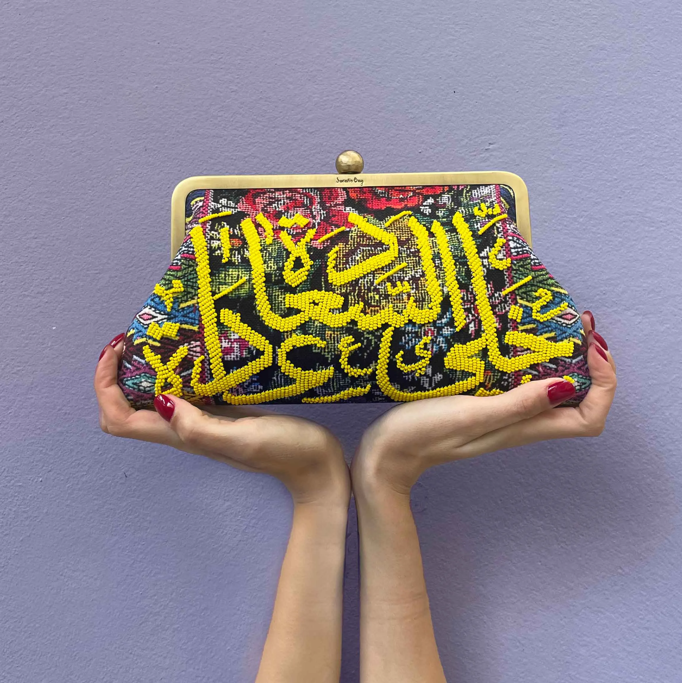YELLOW CALLIGRAPHY ON FLORAL CLASSIC BAG