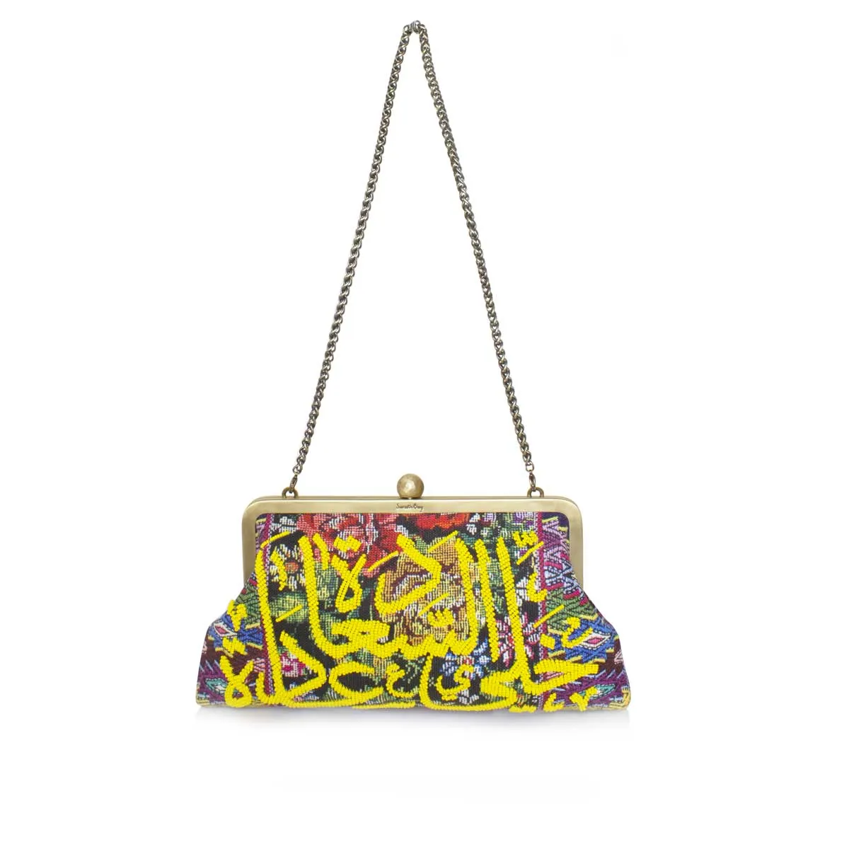 YELLOW CALLIGRAPHY ON FLORAL CLASSIC BAG
