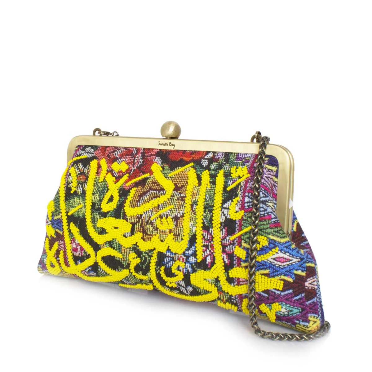 YELLOW CALLIGRAPHY ON FLORAL CLASSIC BAG